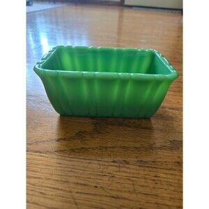 Vintage Akro Agate Green Slag Glass Rectangular Paneled Planter 656